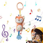 Jouet musical pour bébé en peluche renard doux avec carillons suspendus poussette nouveauné 012 mois accessoire sensoriel anneau de dentition jouets éducatifs