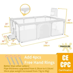 Parc de jeux bébé Kangdube clôture de sécurité fosse à balles piscine aire de jeux clôture pour enfants 03 ans beige Parc de jeux bébé Kangdube clôture de sécurité fosse à balles piscine aire de jeux clôture pour enfants 03 ans beige