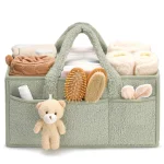 Trousse rangement accessoires bébé organizer poussette sac à langer portable poches extérieures trousse bébé vert brosse goupillon peluche cadeau naissance