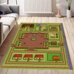 Tapis antidérapant bébé animaux de ferme chambre enfant décoration intérieure matelas doux antiglisse style rétro pixel art polyester 100% sûr pour les enfants idéal pour la maison