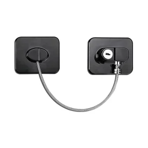 Serrure de fenêtre de sécurité pour bébé avec clé verrouillage réfrigérateur système de protection avec câble en acier inoxydable et plaque en plastique noir