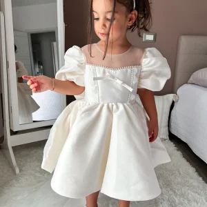 Robe de bébé fille personnalisée princesse fleurs perles scintillantes événements First Communion fêtes cadeau spécial Robe de bébé fille personnalisée princesse fleurs perles scintillantes événements First Communion fêtes cadeau spécial