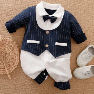 Combinaison bébé smoking style formel occasion spéciale printemps automne 018m coton polyester chic ajustée Combinaison bébé smoking style formel occasion spéciale printemps automne 018m coton polyester chic ajustée