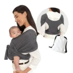 Portebébé ergonomique écharpe enveloppement pour nouveauné 024 mois ajustable face avant et dos tissu doux gris uni sac à dos de transport incl. maman Papa