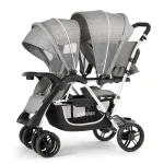 Poussette double Shenma pour deux enfants confort et sécurité moderne poussette légère avec chariot à pédales idéale pour familles usage urbain et outdoor design épuré couleurs multiples