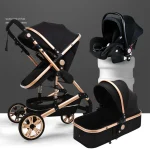 Poussette 3 en 1 pliable bébé double face 4 saisons acier inoxydable certification 3C nouveauné 03 ans allterrain confort et sécurité