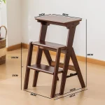Escabeau pliable échelle à deux marches en bambou moderne et portable pour usage domestique sécuritaire