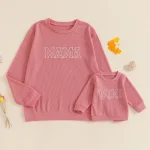 Sweatshirt motherdaughter Lamuusaa pull manches longues tenue maman et moi style coordonné coton doux rose pastel