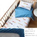Ensemble de literie bébé 3 pièces en coton motifs enfant housse de couette taie d&rsquo;oreiller housse de matelas personnalisable bébé fille garçon
