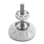 Stabilisateur de meuble ajustable en métal et plastique design moderne blanc et argenté ajustement en hauteur adhérence au sol usage domestique pièces détachées