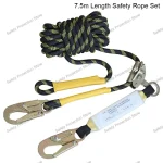 Ensemble de corde de sécurité haute altitude avec crochets verrouillables protection antichute visibilité jaune/noir 7.5m polyester acier