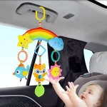 Jouet sensoriel en peluche arcenciel pour bébé 012 mois accessoire de voyage pour poussette et siège voiture