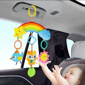 Jouet sensoriel en peluche arcenciel pour bébé 012 mois accessoire de voyage pour poussette et siège voiture Jouet sensoriel en peluche arcenciel pour bébé 012 mois accessoire de voyage pour poussette et siège voiture