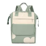 Sac à dos bébé grande capacité multipoches nylon étanche résistant vert pastel motifs nuages