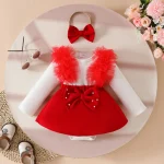 Robe bébé fille automne style européen manches longues côtelé nœud tulle jupe 02 ans look élégant confortable