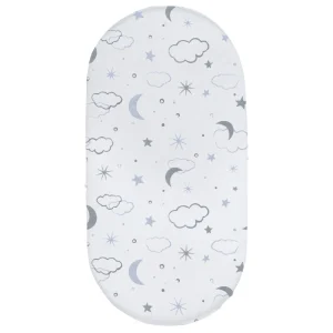 Draphousse en coton pour bassinet bébé motif nuages et étoiles doux et respirant housse de matelas ajustée pour berceau