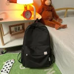 Sacs à dos japonais Harajuku pour filles, cartable polyvalent pour la rentrée scolaire pour adolescentes, sac à livres de couleur unie – black