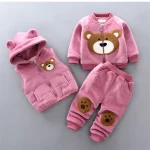Ensemble chaud automnehiver pour nouveauné sweat à capuche  pantalon ensembles bébé garçon fille 13 ans doux et confortable 2024  Rose