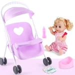 Poussette jouet_simulation_plastique_bébé_dollhouse_accessoires_jouets_filles_éducation_imitation_papotage_bébé