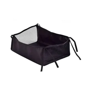 Organisateur portable pour bébé Sac de rangement en tissu polyester avec maille latérale Noir Design minimaliste Rangement durable et pratique pour poussettes et accessoires bébé