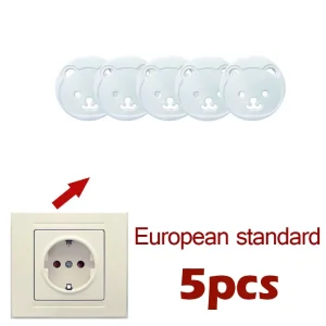 Housse de Protection pour Prise Electrique Bébé Capuchon AntiSecours en Plastique Blanc Design ours 5pcs