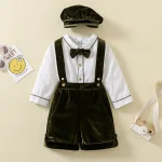 Ensemble 3 pièces chemisier velours bébé garçon tenue mariage anniversaire style classique