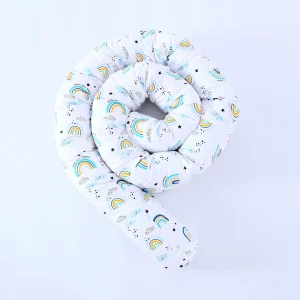 Coussin de sécurité pour bébé en coton arcenciel protection lit et berceau design serpent joyeux 200cm