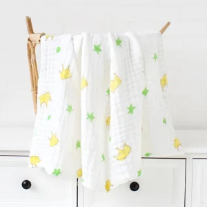 Couverture bébé en coton et bambou design couronnes et étoiles douce et respirante couverture d’emmaillotage pour bébé 01 an cadeau naissance