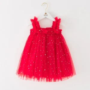 Robe Tutu Fille Élégante Fête Anniversaire 26 Ans Tissu Tulle Doré Étoiles Lune Fines Fronces Robe Tutu Fille Élégante Fête Anniversaire 26 Ans Tissu Tulle Doré Étoiles Lune Fines Fronces