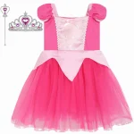 Robe de sirène princesse en coton pour fille déguisement fête vacances accessoires tiare baguette magique Halloween costume bébé fille