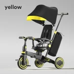 Tricycle pour Enfant Jaune et Noir Apprendre à Rouler en Sécurité Design Épuré pour les 36 Ans Accessoires Inclus