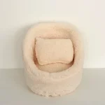 Ensemble de photographie pour bébé canapé de pose 2 pièces chaise douce coussin ovoïde beige accessoires studio bébé moderne minimaliste confortable sécurité qualité