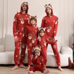 Pyjamas de Noël Famille Maman Papa Enfant Bébé Combinaison Robe de Famille rouge Douceur Élégance Fête Cadeau Idée