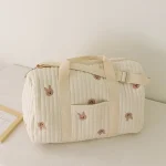 Sac de maternité grand format pour bébé sac de rangement multifonctionnel style floral fermeture éclair poches pratiques sac à main pour maman sac à langer