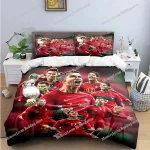 Cristiano Ronaldo Football Stars Kids Bedding Set Double Queen Size Duvet Cover Pillowcase 100% Polyester Simple Style 3D Printed Safe for Children Easy Care