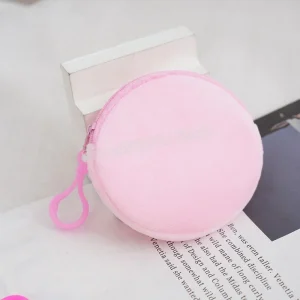Pochette arrondie en tissu doux rose pastel fermeture éclair accessoire pratique pour enfants adolescents écoliers rangement écouteurs cosmétiques Pochette arrondie en tissu doux rose pastel fermeture éclair accessoire pratique pour enfants adolescents écoliers rangement écouteurs cosmétiques