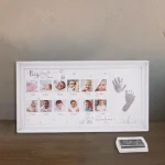 Cadre photo bébé premier anniversaire empreintes mains pieds souvenir 12 mois cadeau baby shower cadre bois blanc tampon encreur inclus design moderne nurserie