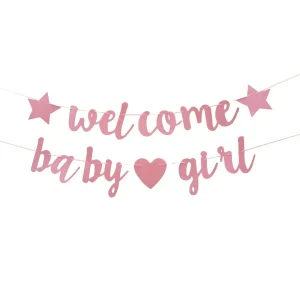 Drap d&rsquo;anniversaire en papier pour bébé fille guirlande de bienvenue décoration de fête cadeau