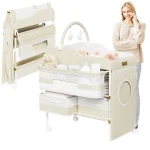 Table à langer portable 5 en 1 Baby Care Plus avec coussin de massage et roues sac de change coussin d&rsquo;épaules coussin de siège et housse de protection