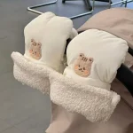 Gants de poignée de poussette en polaire épaisse design écureuil mignon coupevent et chaud pour bébé