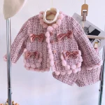 Ensemble veste et pantalon pour fille 46 ans style préppy doux élégant vêtements enfant