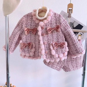 Ensemble veste et pantalon pour fille 46 ans style préppy doux élégant vêtements enfant