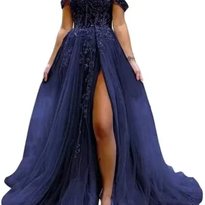 Robe de soirée élégante à dos nu manches sans longueur plancher navy blue occasion formelle soirée gala mariage soirée chic robe de bal robe de gala robe de soirée personnalisée robes de soirée de luxe robe pour femme