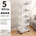 Organisateur de rangement 3 niveaux en métal sur roulettes  Étagère mobile pour cuisine et salle de bain  blanc  126cm de hauteur