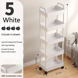 Organisateur de rangement 3 niveaux en métal sur roulettes Étagère mobile pour cuisine et salle de bain blanc 126cm de hauteur Organisateur de rangement 3 niveaux en métal sur roulettes Étagère mobile pour cuisine et salle de bain blanc 126cm de hauteur