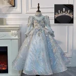 Robe de soirée princesse pour filles style européen tunique fleurie cérémonie mariage anniversaire piano tenue formelle 713 ans