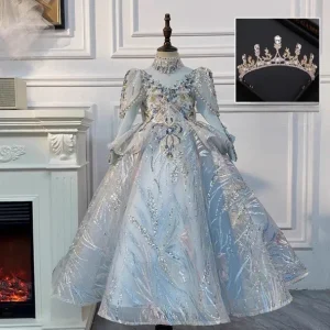 Robe de soirée princesse pour filles style européen tunique fleurie cérémonie mariage anniversaire piano tenue formelle 713 ans