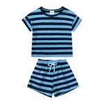 Ensemble bébé été 13 ans tshirt short rayé coton Kids Tales confortable moderne garçons filles_usage plage jardin