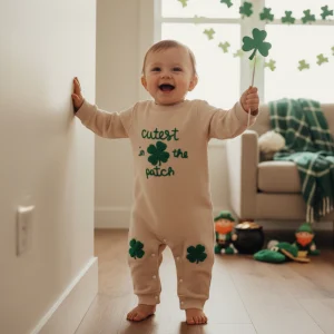 Combinaison bébé fille garçon manches longues trèfle broderie vêtements printemps St. Patrick&rsquo;s Day