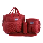 Sac de maman multifonctionnel matelassé Chicco ensembles de 3 pièces sacs thermiques portables design moderne et pratique qualité premium rouge